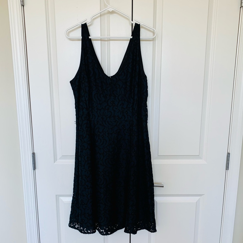 LOFT NWT black and Navy Lace V-Neck Dress